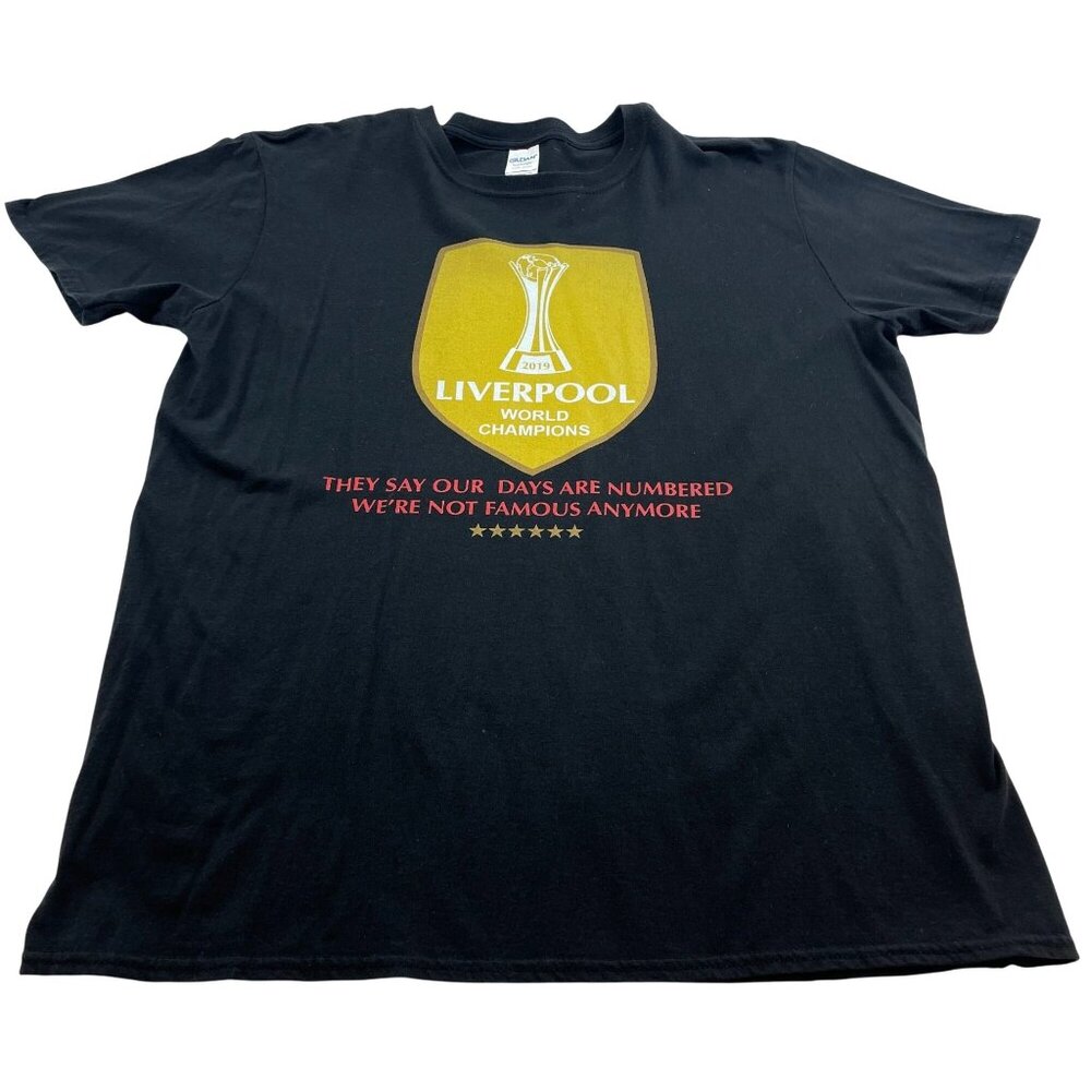 Liverpool FC World Champions 2019 Short Sleeve Tee Black Gildan Sz Lg